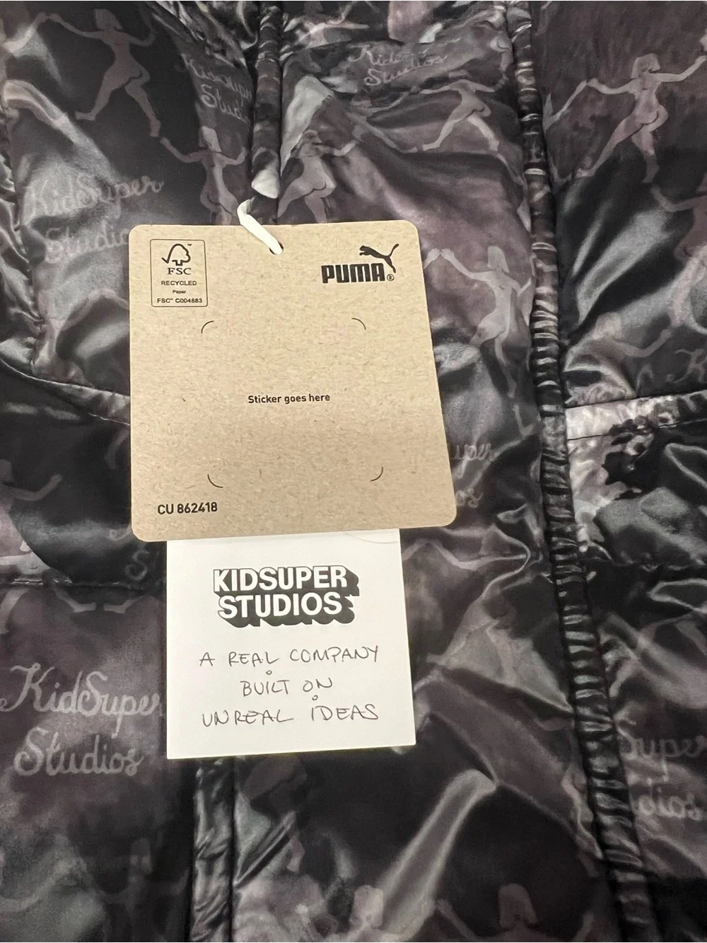 Mens puma puffer coat kidsuper mmm aop (626704 01) size medium